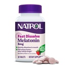 Natrol Fast Dissolve Melatonin 5 mg, Melatonin Ergänzungen für Erholungsschlaf, Schlafunterstützung für Erwachsene, 30 Erdbeer-Flavored Tabletten, Bis zu 30 Tage Versorgung