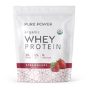Dr. Mercola Pure Power Organic Whey Protein - 20 g Protein - Unterstützt Muskelwachstum & Energie - Grass-Fed Whey Konzentrat - 15 Portionen (20.60 Unzen) - Erdbeere