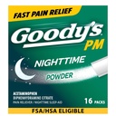 Goody's Nacht-Pulver, Schmerz-Reliever & Schlaf-Hilfe mit Acetaminophen & Diphenhydramin Citrat, Koffeinfrei, 16 Zähler