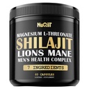 Shilajit Pure Himalayan Organic mit Magnesium, Lions Mane und Men Health Complex als Ashwagandha, Maca Root & More - Unterstützung Immunität, Gehirngesundheit & Positive Stimmung - 60 Kapseln