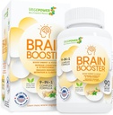 Brain Booster Natural Nootropics Supplement - Verbessern Sie Fokus, Gedächtnis, Klarheit, Energie und reduzieren Vergessen Anti-Aging für Frauen, Guarana, Ginseng, Rhodiola Extrakt Vegan 90 Kapseln