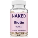 NAKED Biotin 10.000mcg - Max Strength Vitamin B7 Ergänzung für gesundes Haar, Haut und Nägel Unterstützung - Non-GMO, Gluten-Free, Vegan - Unterstützt Keratin Produktion - 120 Kapseln