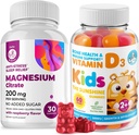 Vitamin D Gummi für Kinder &amp; Erwachsene 2000 IU und Magnesium Gummie - gesunde Vitamin D3 Nahrungsergänzungsmittel 1000IU - Vegetarische Gelatin-freie Immununterstützung mit zuckerfreien Magnesium-Kalkkäse für Kinder &amp; Erwachsene