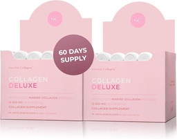 Collagen Deluxe 30 Schüsse x 2 I 8 Wochen Bundle I 12500 mg Marine Collagen (Typ I & III) I Hyaluronsäure, Biotin, Vitamin C I Sugar-Free - 8 Wochen Versorgung