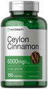 Horbäach Ceylon Cinnamon Kapseln | 6000 mg | 150 Count | Non-GMO & Gluten kostenlose Ergänzung