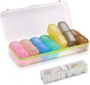Pillen-Boxen und Organizer 2 Mal pro Tag, Pill Organizer 2 Mal pro Tag, Wöchentliche Pille Organizer, Reise Pillen Organizer Fall für Vitamine, Fischöle + 2 Detachable niedliche Pille Organizer (Weiß)