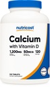 Nutricost Calcium mit Vitamin D, 240 Tabletten - Calcium (1200mg) Vitamin D (50mcg) pro Portion - Nicht-GVO, glutenfrei