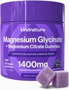 KINDNATURE Magnesium Glycinate & Citrate Gummis – Calm Magnesium Complex for Sleep, Stress, Cramps & Digestion – Kaubare Vegan Magnesium Supplement für Frauen, Jugendliche, Erwachsene – 60 Ct