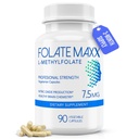 FolateMaxx L-Methylfolat 7.5mg, 90 Kapseln – Doctor Formulated Methyl Folate Supplement for Women & Men – High Potency 5-MTHF for Energy, Mood & Focus – Non-GMO, Glutenfrei (3-Monats-Versorgung)