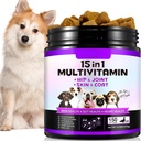 15-in-1 Hunde-Multivitamin-Ergänzungen mit Glucosamin & Probiotika,Natural Daily Vitamins Chews für Hunde,Pet Health Support-Skin-Immunity-Gut Digestion-Joint-Heart,150 Pcs-Duck Flavor