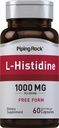 Piping Rock L-Histidin 1000 mg | 60 Kapseln | Free Form Supplement | Non-GMO, Glutenfrei