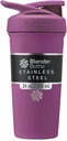 BlenderBottle Strada Shaker Cup Bottiglia di acqua isolata in acciaio inox con filo Whisk, 24-Ounce, Plum
