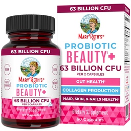 MaryRuth Organics Probiotic Beauty Capsules | Vegan Collagen Support | Anti Aging | Gut Health | Hair Skin and Nails Vitamine | Hautpflege | Biotin | Non-GMO Project Verified | 60 Count