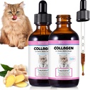 2Pack flüssiges Kollagen für Katzen, Kollagen für Katzen 2 fl.oz, Haut- und Mantelergänzung für Katzen, Itch Relief für Katzen mit Allergien, mit Bovine Collagen, Biotin, MSM, Ginger, Collagen für Katzentropfen
