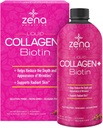 Zena Liquid Collagen + Biotin: 2500mg Collagen, 5000mcg Biotin, Verisol Formel | Haar, Haut, Nagel & Gelenk Unterstützung | Non-GMO, Gemischte Berry Flavor | 90 Servierungen