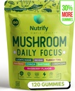 Nutrify 120 Mushroom Gummie Immununterstützung & Gehirn Leistungsfähigkeit Widerstand & Memory Boost mit Reishi, Cordyceps, Türkei Tail, Maitake, Shiitake & Chaga Delicious Raspberry Flavor Vegan & Sugar Free
