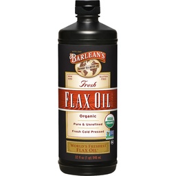 Barlean's Organic Flaxseed Oil Liquid, Kalte Presse Flax Seeds, 7,640mg ALA Omega 3 Fatty Acid Supplement für Gelenk- und Herzgesundheit &amp; Gesunde Verdauung, 32 oz