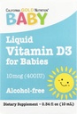 California Gold Nutrition Baby Vitamin D3 Liquid D3 Ergänzung für Babys, Vegetarisch Freundlich - Entwicklungsunterstützung - Alkohol & Glutenfrei, Non-GMO - 10 mcg (400 IU) - 0.34 fl oz (10 ml)