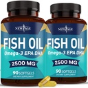 NEU AGE Omega 3 Fischöl 2500mg Supplement Non GMO - EPA, DHA Fettsäuren Glutenfrei (180 Softgels (Pack von 2))