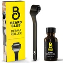The Beard Club Derma Roller & Beard Growth Oil - Microneedling Roller mit 540 Titan Microneedles für Gesicht, Körper & Kopfhaut - Bart Roller mit Sandalwood & Cedar Bartöl