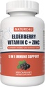 5 in 1 Elderberry Immun Support Supplement, Tägliche Immun Booster für Erwachsene Antioxidantien Supplement, Elderberry 1000 mg, Vitamin C, Zink, Echinacea, Ginger, 300 Vegan Kapseln - 5 Monate