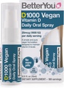 BetterYou D1000 Vegan Vitamin D Oral Spray - Günstig Alternative für Tablets - Plant-Origin - Fördert starke Knochen, Zähne und Immunsystem - Beihilfe in der Calciumabsorption - 100 tägliche Dosen - 0,5 oz