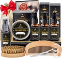 Bart-Kit für Männer Grooming & Care W/3 Pack Bartöl, Wash, Balm, Comb, Brush, Scheren, Jubiläum Valentinstag Väter Geschenke Idea für Ehemann Ihn Freund Papa Männer Weihnachten Stocking Stuffers