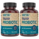DEVA Vegan Probiotic mit FOS Prebiotics Supplement - 2 Billion CFU mit 100 MG von Prebiotics Per Servieren für Herren & Frauen - Non-Dairy Gluten Free - Natürlich Shelf Stable - 90 Kapseln (Pack von 2)