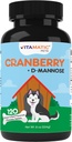 Mirtillo Vitamatico per Cani – 120 Compresse Chewable – con D-Mannose, Aceto di Sidro di Mele & Vitamina C – Supporto del tratto urinario e della vescica per cani