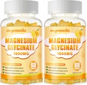 Magnesium Glycinate Gummies 1000mg - Zuckerfreie Magnesium Kalium-Ergänzung mit Vitamin D, B6, CoQ10 für ruhige Stimmung & Schlaf-Unterstützung - 120 Orange Gummies 2 Pack