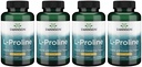 Swanson Aminosäure L-Proline Nahrungsergänzung Collagen Connective Tissue Support 500 mg 100 Kapseln (4 Packung)