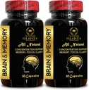 Soutien de la mémoire cérébrale - Fonction cérébrale et alerte, stimule la performance cognitive et la fonction cérébrale, focalisation et concentration, amélioration de la mémoire - 2 bouteilles 60 Capsule