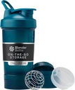 BlenderBottle Shaker Bottle mit Pill Organizer und Speicher für Proteinpulver, Classic V2 ProStak System, 22-Ounce, Ocean Blue