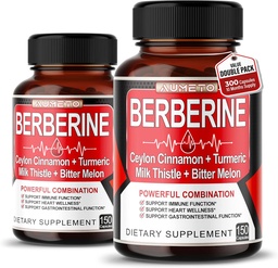 Berberine Supplement - Enhanced with Ceylon Cinnamon, Turmeric, Milk Thistle, Bitter Melon for Digestion, Immunity & Weight Managament Support (150 Count (Pack of 2))