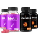 NutraChamps Biotin Gummi (2 Pack) und Vitamin C Kapseln (2 Pack) 4 Pack Bundle