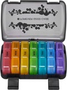 FGcase Pill Organizer 3 Mal am Tag mit Reisetasche, Große wöchentliche Pille Case 7 Tag, Tägliche Pille Box mit 21 Komponenten, Pill Dispenser Supplement Halter, Rainbow Schwarz
