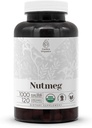 Nutmeg USDA Organic 120 Kapseln | Natürliche Nahrungsergänzungsmittel | Zertifizierte organische vegetarische Kapseln und Bio Nutmeg (Myristica fragrans) Getrocknete Mutter (120 Kapseln)