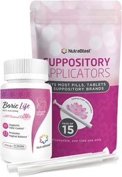 NutraBlast Borsäure Vaginal Suppositories 600mg Bundle mit Applicator, 30 Suppositories & 15 Applicators - Feminine Care - Made in USA