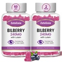 2 Pack Lutein Gummmies Eye Health Supplement für Erwachsene, Lutein & Zeaxanthin ergänzt Augen-Vitamine Gummi, Bilberry mit Lutein für die Förderung von Auge & Vision - 120 Gummis