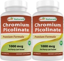 Meilleurs produits naturels Picolinate de chrome 1000 mcg 120 Comprimés (120 Nombre (paquet de 2))