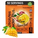 PulverVitamin Elektrolyte Pulver Plus (50 Portionen) Mango Passionfruit Elektrolyt Pulver Zero Calorie Keto, 0 Zucker, kein Maltodextrin, 1000mg Kalium, 120mg Calcium, 120mg Magnesium, Hydration Pulver