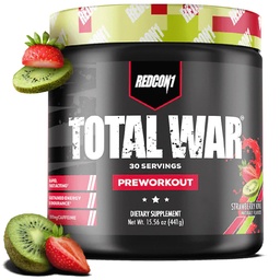 REDCON1 Total War Pre Workout, Strawberry Kiwi - L Citrulline, Malic Acid, Green Tea Leaf Extract für Pump Boosting Pre Workout für Damen und Herren - 3.2g Beta Alanine zur Reduzierung der Auspuffung (30 Portionen)