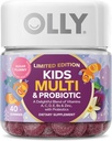 OLLY Kids Multivitamin & Probiotic, Limited Edition, Verdauungshilfe, Vitamine A, D, C, E, B, Zink, Kaubare Beilage, Zucker Pflaumen - 40ct
