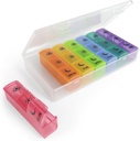 Ezy Dose Weekly (7-Day) Pille Case, Medizin Planner, Vitamin Organizer Box, Günstig und einfach zu bedienen, X-Large Pop-Outpartments, 3 Mal am Tag, Rainbow Lids mit Case, BPA Kostenlos