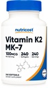 Nutricost Vitamin K2 MK-7 100 mcg, 240 Softgels - Glutenfrei und Nicht-GVO MK7