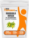 BulkSupplements.com Rhodiola Extrakt Pulver - 3% Salidroside, Rhodiola Rosea Extrakt - Kräuterergänzung, Glutenfrei, 200mg pro Servierung, 250g (8.8 oz) (Pack von 1)