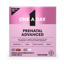 Ein Tag Prenatal Advanced- Pränatale Vitamine mit Folsäure, Cholin, DHA & Eisen, Schwangerschafts-Vitamine für Frauen zur Unterstützung der Baby-Entwicklung, 60+60 Ct (120 Gesamt-Set) (Packaging May Vary)