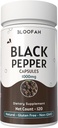 Schwarz Pfeffer Kapseln 1000mg Pulver | Piper nigrum | Non-GMO, Gluten-Free | Keine künstlichen Zusatzstoffe | GMP-zertifiziert | Kräuterergänzung | Traditionelles Wellness (120 Count (Pack von 1))