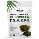 Erdkreis Organic Chlorella Pulver Superfood | Kosher | Gebrochene Zellwand Chlorophyll, Vegan, Super Green Algae, Clean Chlorella, High in Protein, Fiber & Amino Acids - 4oz