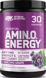 Optimum Nutrition Amino Energy - Pre Workout mit grünem Tee, BCAA, Aminosäuren, Keto Friendly, Green Coffee Extract, Energy Powder - Concord Grape, 30 Portionen